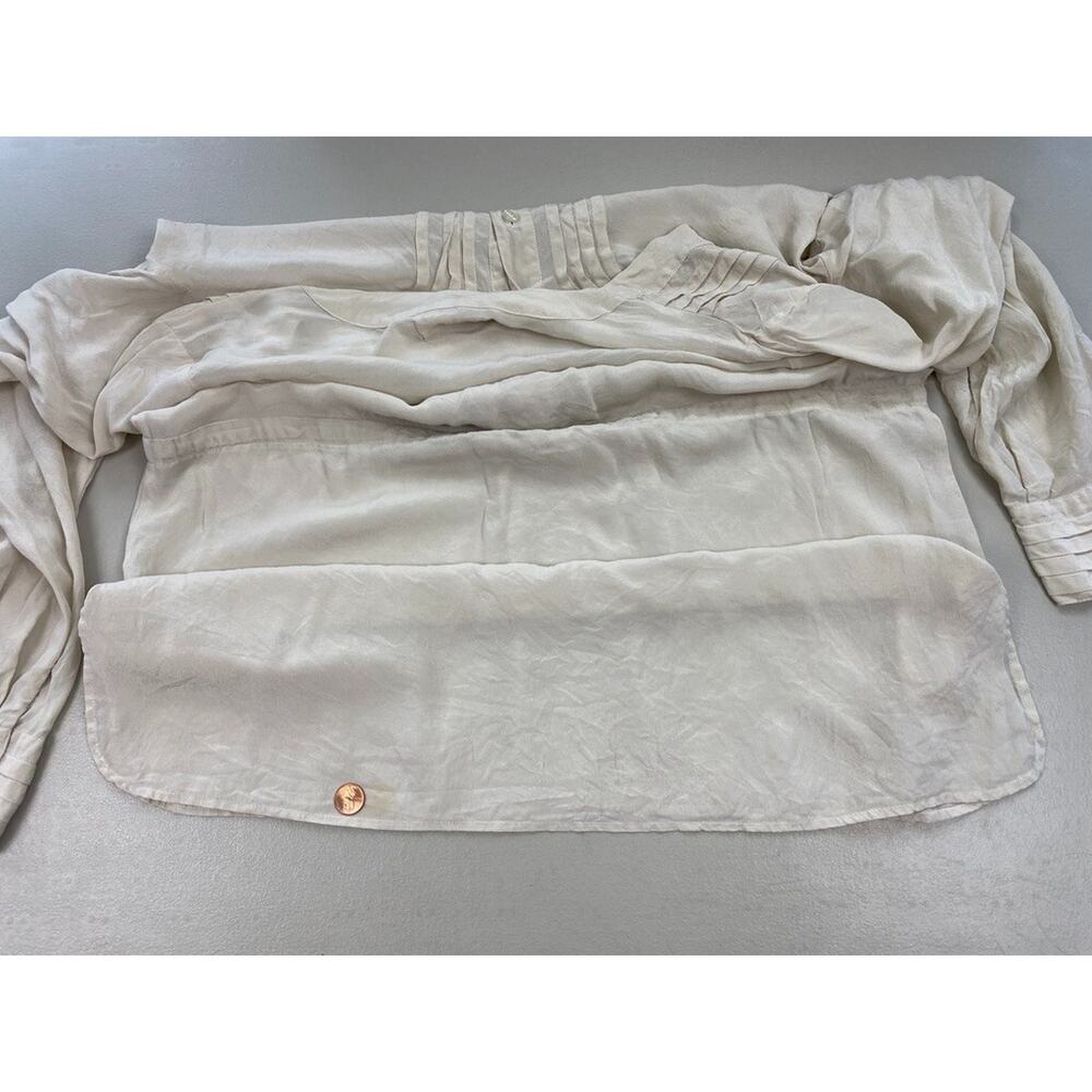 4 Love Liberty Johnny Was Silk Tunic Top Large Beige Sheer Beach Boho Peasant - Picture 9 of 15